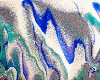 Abstract Fluid Art Background Blue Silver Diamond Paintings