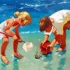 Children On Beach Art Diamond Paintings