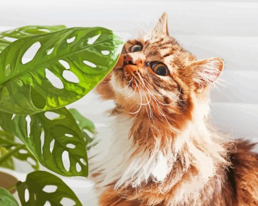 Cute Cat Plant Diamond Paintings