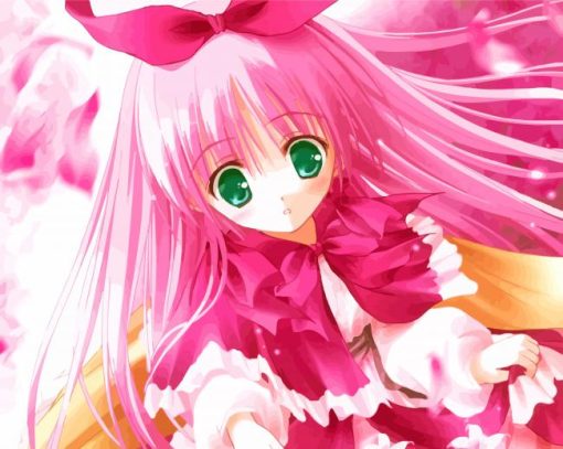 Cute Pink Hair Anime Girl Diamond Paintings