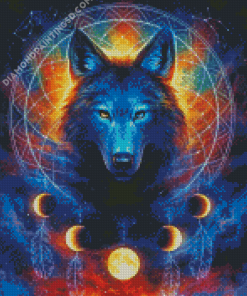 Galaxy Wolf In Dream Catcher Diamond Paintings