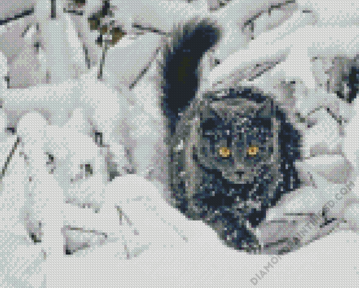 Grey Winter Cat Diamond Paintings