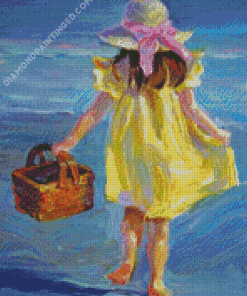 Little Girl in Yellow Dress Diamond Paintings
