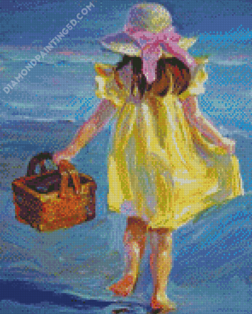 Little Girl in Yellow Dress Diamond Paintings