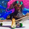 Skateboarding Dog Rowdy Diamond Paintings