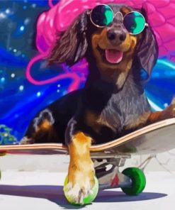 Skateboarding Dog Rowdy Diamond Paintings