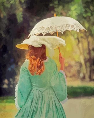Victorian Woman With Parasol Diamond Paintings