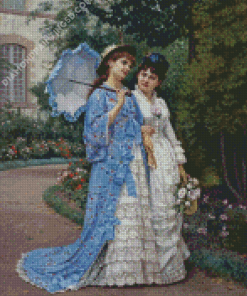 A Garden Stroll By Auguste Toulmouche Diamond Paintings