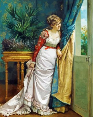 Awaiting The Visitor By Auguste Toulmouche Diamond Paintings