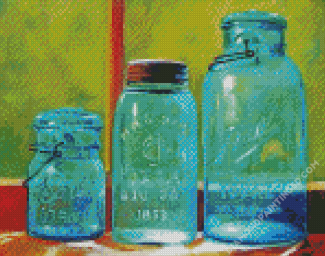 Blue Mason Jars Diamond Paintings