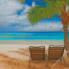Deck Chairs On Tropical Beach Diamond Paintings