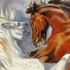 Fighting Horses Art Diamond Paintings