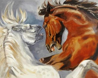 Fighting Horses Art Diamond Paintings
