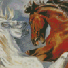 Fighting Horses Art Diamond Paintings