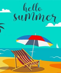 Hello Summer Tropical Beach Poster Diamond Paintings