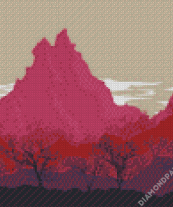 Illustration Pink Mountains Diamond Paintings