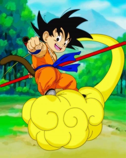 Kid Goku Flying Nimbus Diamond Paintings