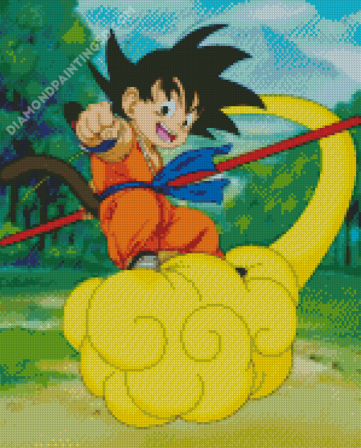 Kid Goku Flying Nimbus Diamond Paintings