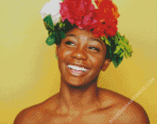 Laughing Woman With Flowering Head Diamond Paintings