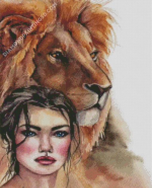 Lion And Girl Diamond Paintings