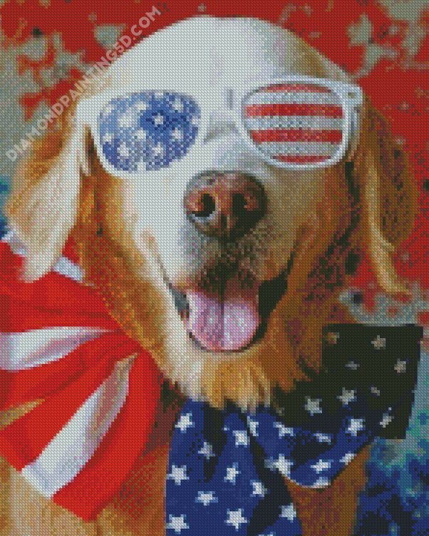 Patriotic Dog Diamond Painting 