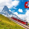Red Train In Alps Diamond Paintings