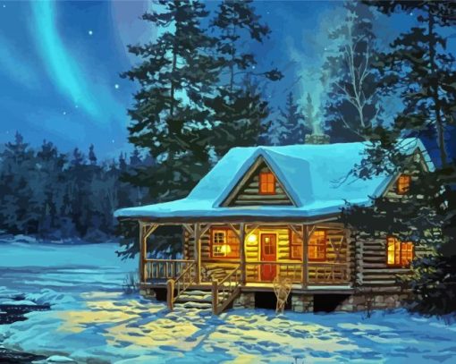 Snow Cabin Diamond Paintings