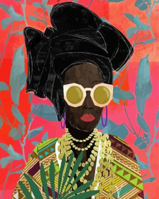 Stylish African Girl In Turban Diamond Paintings