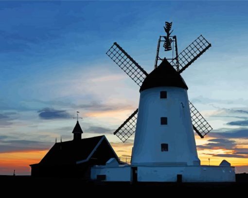 Sunset Lytham Windmill Diamond Paintings