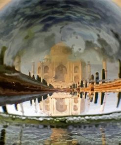 Taj Mahal Glass Globe Reflection Diamond Paintings