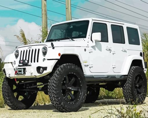 White Jeep Jku Diamond Paintings