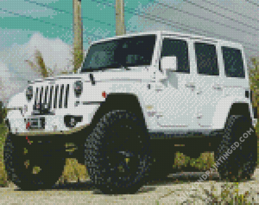 White Jeep Jku Diamond Paintings