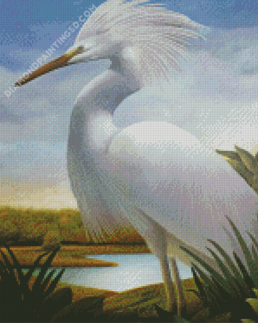 Beautiful White Heron Diamond Paintings