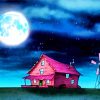 Courage The Cowardly Dog House At Night Diamond Paintings