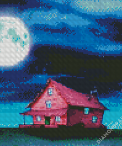 Courage The Cowardly Dog House At Night Diamond Paintings