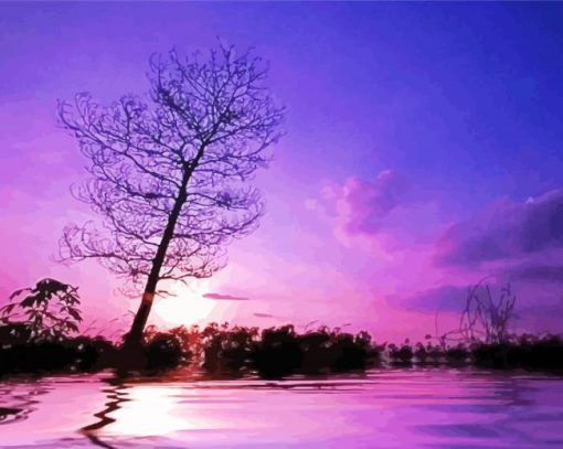 Lake Purple Night Diamond Paintings