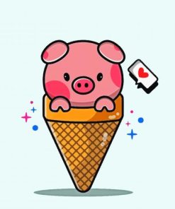 Pig Ice Cream Art Diamond Paintings