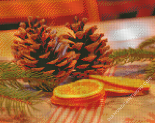 Pinecone And Oranges Diamond Paintings