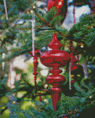 Red Christmas Ornaments Diamond Paintings