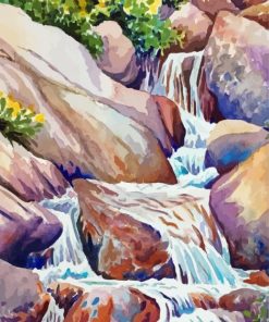 Rocky Mountain Waterfall Art Diamond Paintings