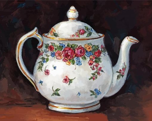 White Tea Pot Diamond Paintings