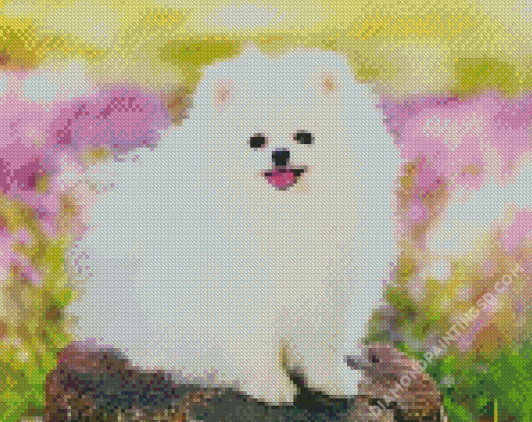 Maple Leaf White Dog Diamonds Painting Diy Diamond Art - Temu