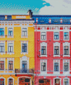 Yellow And Pink Building Diamond Paintings