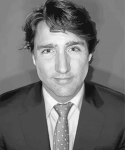 Black And White Justin Trudeau Diamond Paintings