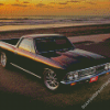 Black Chevrolet El Camino By Sea Diamond Paintings