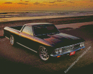 Black Chevrolet El Camino By Sea Diamond Paintings