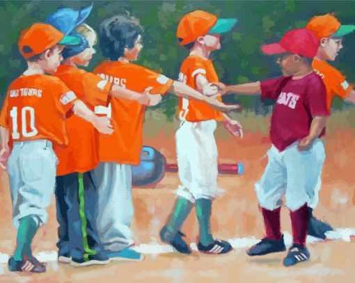 Boys Playing Baseball Diamond Paintings