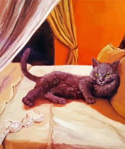 Cat On Bed Diamond Paintings