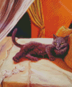 Cat On Bed Diamond Paintings