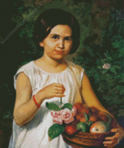 Girl Holding Basket Diamond Paintings